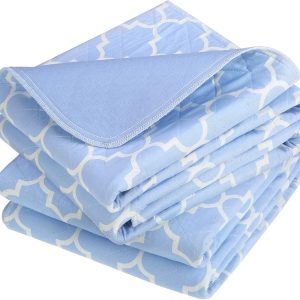 2Pack Bed Pads for Incontinence Mattress Protector Anti-Slip Waterproof Pads (34" x 36") for Toddlers Kids Adults Pets Pee Pads and Machine Washable Absorbency and Leak Proof Edge(Blue)
