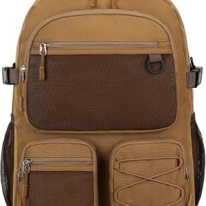 Water Resistant Daypack with Mulitiple Pockets for Travel Outdoor College, 15.6 inch Laptop Backpack for Men and Women (Brown)